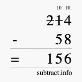 Calculate 214 minus 58 using long subtraction