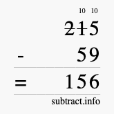 Calculate 215 minus 59 using long subtraction