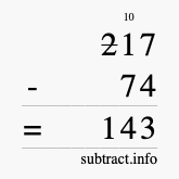 Calculate 217 minus 74 using long subtraction Calculate 217 minus 74 using long subtraction