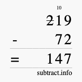 Calculate 219 minus 72 using long subtraction Calculate 219 minus 72 using long subtraction