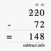 Calculate 220 minus 72 using long subtraction Calculate 220 minus 72 using long subtraction