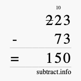Calculate 223 minus 73 using long subtraction Calculate 223 minus 73 using long subtraction