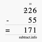 Calculate 226 minus 55 using long subtraction Calculate 226 minus 55 using long subtraction
