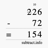 Calculate 226 minus 72 using long subtraction