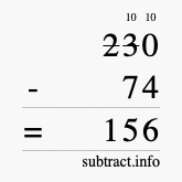 Calculate 230 minus 74 using long subtraction