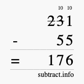 Calculate 231 minus 55 using long subtraction Calculate 231 minus 55 using long subtraction