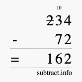 Calculate 234 minus 72 using long subtraction Calculate 234 minus 72 using long subtraction