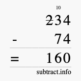 Calculate 234 minus 74 using long subtraction Calculate 234 minus 74 using long subtraction