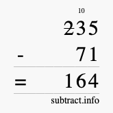 Calculate 235 minus 71 using long subtraction