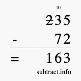 Calculate 235 minus 72 using long subtraction Calculate 235 minus 72 using long subtraction