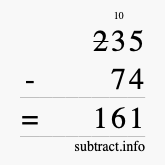 Calculate 235 minus 74 using long subtraction Calculate 235 minus 74 using long subtraction