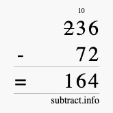 Calculate 236 minus 72 using long subtraction Calculate 236 minus 72 using long subtraction