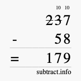 Calculate 237 minus 58 using long subtraction