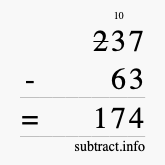 Calculate 237 minus 63 using long subtraction Calculate 237 minus 63 using long subtraction