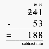 Calculate 241 minus 53 using long subtraction