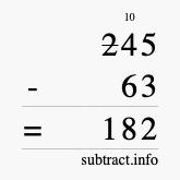 Calculate 245 minus 63 using long subtraction