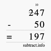 Calculate 247 minus 50 using long subtraction Calculate 247 minus 50 using long subtraction