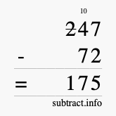 Calculate 247 minus 72 using long subtraction Calculate 247 minus 72 using long subtraction