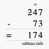 Calculate 247 minus 73 using long subtraction Calculate 247 minus 73 using long subtraction