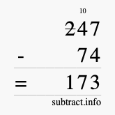 Calculate 247 minus 74 using long subtraction Calculate 247 minus 74 using long subtraction
