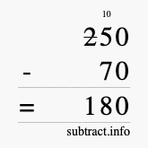 Calculate 250 minus 70 using long subtraction Calculate 250 minus 70 using long subtraction