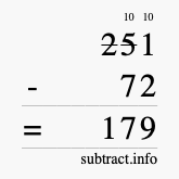 Calculate 251 minus 72 using long subtraction Calculate 251 minus 72 using long subtraction