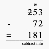 Calculate 253 minus 72 using long subtraction Calculate 253 minus 72 using long subtraction