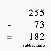 Calculate 255 minus 73 using long subtraction