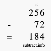 Calculate 256 minus 72 using long subtraction Calculate 256 minus 72 using long subtraction