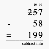 Calculate 257 minus 58 using long subtraction