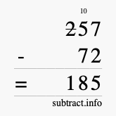 Calculate 257 minus 72 using long subtraction Calculate 257 minus 72 using long subtraction