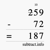 Calculate 259 minus 72 using long subtraction Calculate 259 minus 72 using long subtraction