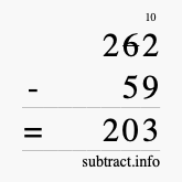 Calculate 262 minus 59 using long subtraction