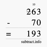 Calculate 263 minus 70 using long subtraction Calculate 263 minus 70 using long subtraction