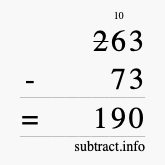 Calculate 263 minus 73 using long subtraction