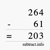 Calculate 264 minus 61 using long subtraction Calculate 264 minus 61 using long subtraction