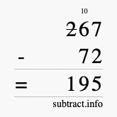 Calculate 267 minus 72 using long subtraction Calculate 267 minus 72 using long subtraction
