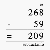 Calculate 268 minus 59 using long subtraction Calculate 268 minus 59 using long subtraction