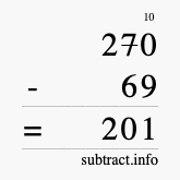 Calculate 270 minus 69 using long subtraction Calculate 270 minus 69 using long subtraction