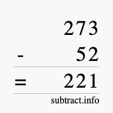 Calculate 273 minus 52 using long subtraction