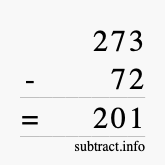 Calculate 273 minus 72 using long subtraction Calculate 273 minus 72 using long subtraction