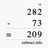 Calculate 282 minus 73 using long subtraction