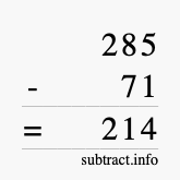 Calculate 285 minus 71 using long subtraction