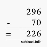 Calculate 296 minus 70 using long subtraction Calculate 296 minus 70 using long subtraction