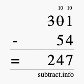 Calculate 301 minus 54 using long subtraction