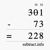 Calculate 301 minus 73 using long subtraction