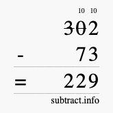 Calculate 302 minus 73 using long subtraction