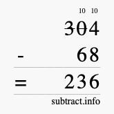 Calculate 304 minus 68 using long subtraction