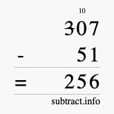 Calculate 307 minus 51 using long subtraction