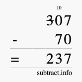 Calculate 307 minus 70 using long subtraction Calculate 307 minus 70 using long subtraction